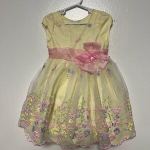 Jona Michelle Girls Yellow Floral Dress Pink Size 4T